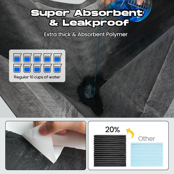 Dog Pee Pads for Dogs XXL 30"X36" 50 Count with Adhesive Tabs | Charcoal Puppy Pads Extra Large Disposable Activated Carbon Super Absorbent Full Edge-Wrapping Odor-Control Training Pads6