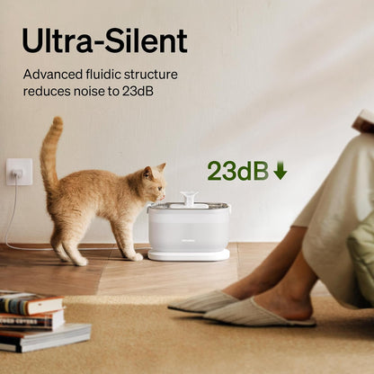 PETLIBRO Cat Water Fountain, Cat Fountain Indoor Stainless Steel Tray, 2.5L/84Oz Wireless Pump Pet Water Fountain, Cat Water Dispenser with Two Flow Modes, Pet Fountain for Drinking Easy Clean3