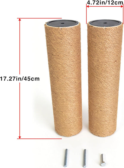 Replacement Cat Scratching Sisal Post Length 17.72In（45Cm） Cat Tree Cat Scratching Post Extension Post with M10 Screw Replacement Cat Scratching Post Part (17,72 * 2)2