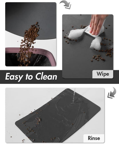 Montvoo-Absorbent Pet Feeding Mat-No Stains Pet Mat for Food and Water Bowl-Quick Dry Cat & Dog Food Mat Water Dispenser Mat-Pet Supplies Mat-Dog Water Bowl Mat for Messy Drinker,（Darkgrey,12"X19"）3