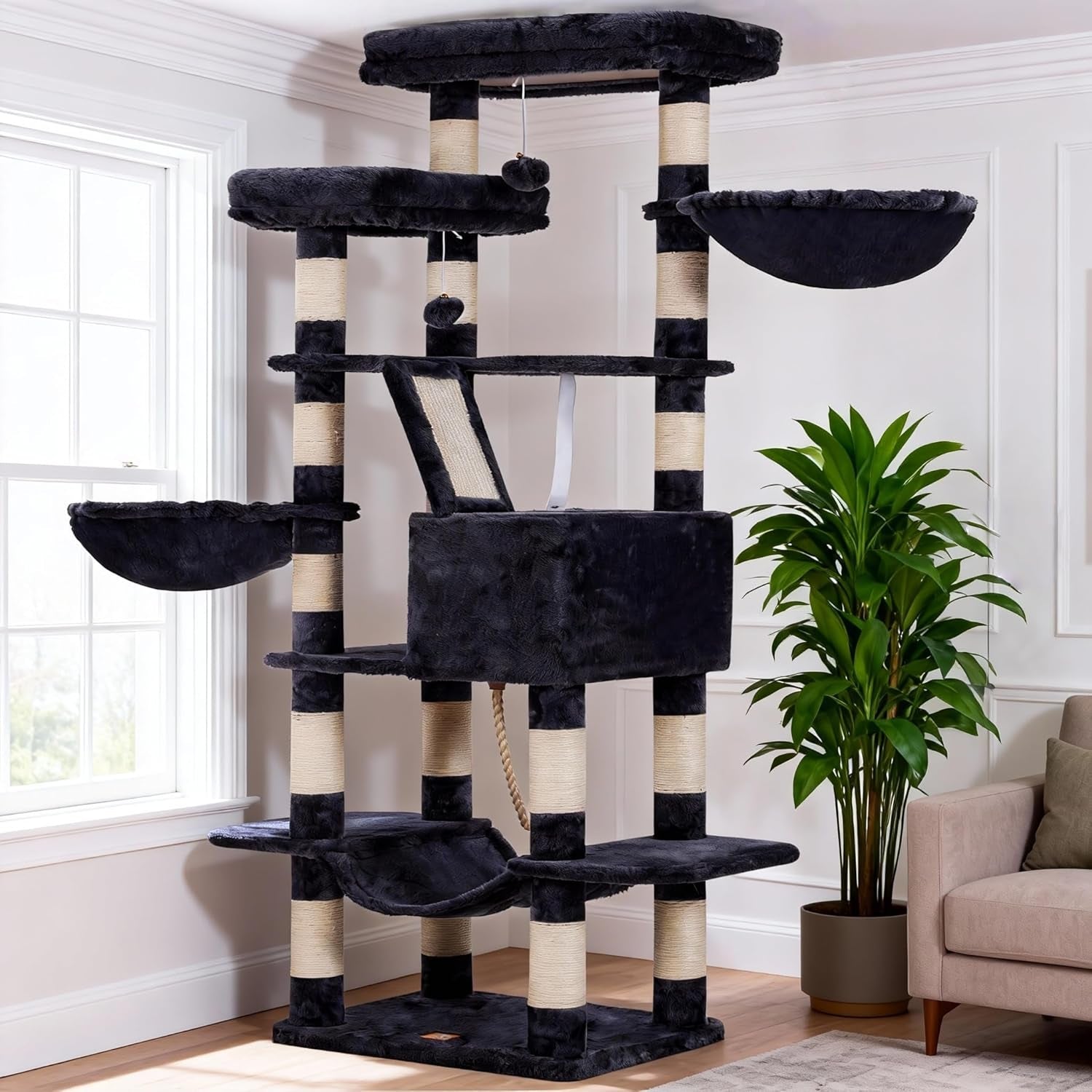 heybly-cat-tree-71-inch-tall-tower-for-indoor-cats-with-2-perches-hct034w-large-cat-furniture-with-2-big-condos-2-hammocks-basket-scratching-pad-multi-level-cat-condo-light-gray