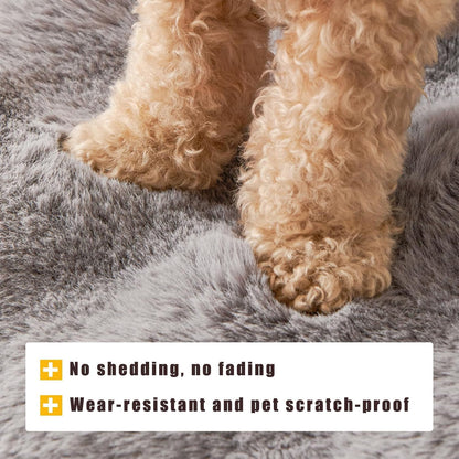 Calming Dog Bed for Couch, 29.5 X 29.5 Inch, Non-Slip Rabbit-Velvet Dog Sofa Mat for Furniture Protector, Perfect for Small, Medium Dogs and Cats (Khaki, Medium)7