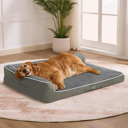 Dog Beds Large Sized Dogs, XL Orthopedic Dog Beds for Large Dogs 42"X30"X7.5", Waterproof Pet Bed with Washable Cover, L-Shaped Pet Couch with Portable Handle, Grey15