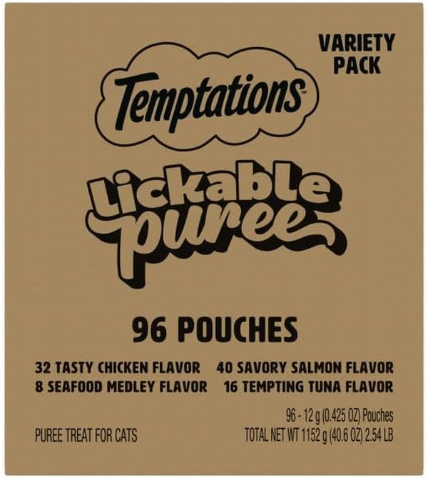 Temptations Creamy Puree Squeezable Lickable Cat Treats, Wet Cat Treats with Salmon, 0.42 Oz. Tubes, 24 Count - Packaging May Vary26