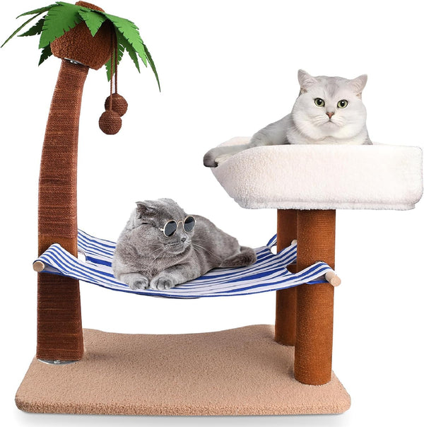 Cat Scratching Post with Beach Chair 2-In-1, 29.5" Tall Palm Tree | Cat Scratching Post with Lounge and Interactive Hanging Ball, Outdoor Cat Furniture for Kitten Adults Cat Play and Rest7