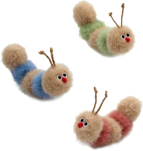Jumpaws Interactive Natural Catnip Kicker, with Rattle and Ribbon, Bite Resistant, for All Ages Indoor Cat, Soft Caterpillar Kicker, Fluffy Kitten Toy7