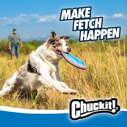 Chuckit! Paraflight Flying Disc Dog Toy - Water Floating Flyer - Durable Nylon Construction with Soft Rubber Edges - for Medium and Large Dogs - Size Large - 9.75" L X 9.75" W - Pack of 1 | Durable Nylon Build with Soft Rubber Edges, Made for Medium and Larger Sized Breeds, Lightweight and Easy to Throw, Pack of 14