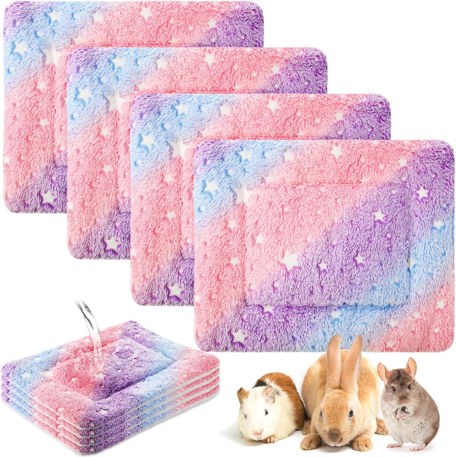 haull-4-pcs-waterproof-guinea-pig-bedding-soft-dog-cat-bed-crate-mat-small-animal-plush-cage-liners-rabbit-bunny-kennel-pad-reversible-cozy-pee-thickened-hamster-padtie-dyed-13-x-10-inch