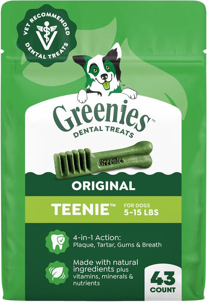 Greenies Teenie Original Natural Dental Dog Treats, Chicken, 192 Count | Clinically-Proven, Veterinarian-Recommended, 47% Less Tartar & 40% Less Plaque in 28 Days, for Dogs 5-15 Lbs, 54 Oz. Pack14