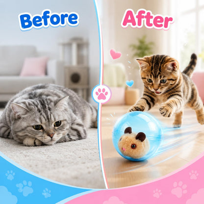 2026 Self-Rolling Interactive Cat Ball, Moving Rolling Cat Ball 360° Rolling Spin Moving Cat Ball, Cute Pet Rotating Toys, Fun Indoor Interactive Pet Ball for Cats Dogs Chasing ((Pink, Little Rabbit))3
