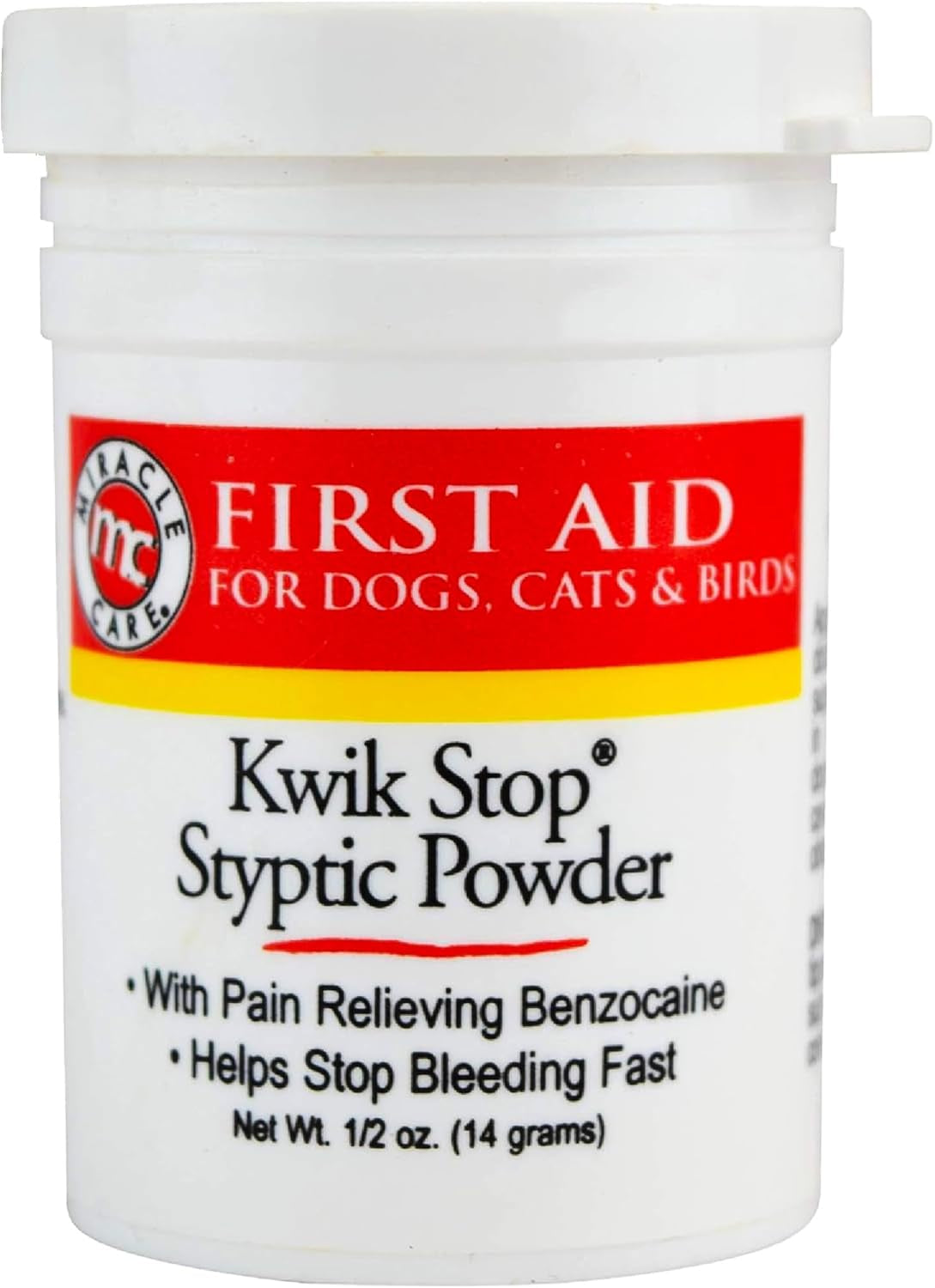 miracle-care-kwik-stop-styptic-powder-for-dogs-cats-and-birds-0-5-ounce-fast-acting-blood-stop-powder-with-pain-relieving-benzocaine-for-nail-claw-clipping-wing-trimming-or-minor-cuts