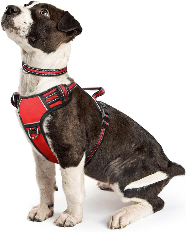 Dog Harness No Pull, Pet Harnesses with Dog Collar, Adjustable Reflective Oxford Outdoor Vest, Front/Back Leash Clips for Small, Medium, Large, Extra Large Dogs, Easy Control Handle for Walking14