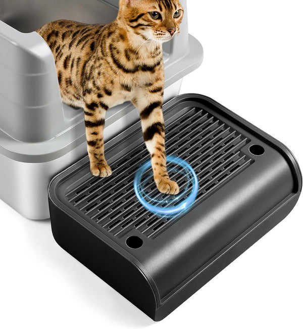 Large Cat Litter Box Step Mat, 16.5"X11.2" Cat Ramp Stairs, Cat Litter Catcher for Self-Cleaning Litter Box, Cats Pedal Step Stool Ideal for Kitten & Older Cats (Light Grey)13
