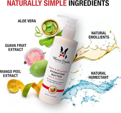 Warren London Hydrating Butter Leave in Pet Conditioner for Dogs | Lotion for Skin and Coat | Aloe Puppy & Dog Conditioner for Hair Detangler, Dry Skin, & Pet Fur Dandruff | Made in USA | Guava 8Oz7