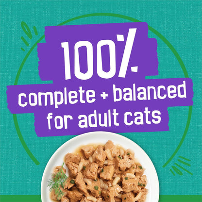 Purina Friskies Indoor Cat Food Meaty Bits Saucy Seafood Bake with Garden Greens in Sauce - (Pack of 24) 5.5 Oz. Cans6