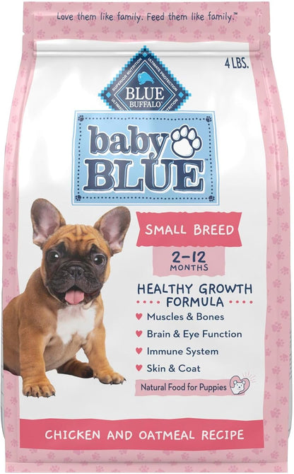 Blue Buffalo Baby Blue Natural Small Breed Puppy Dry Dog Food, Healthy Growth Formula with DHA, Chicken and Oatmeal Recipe, 4-Lb Bag1