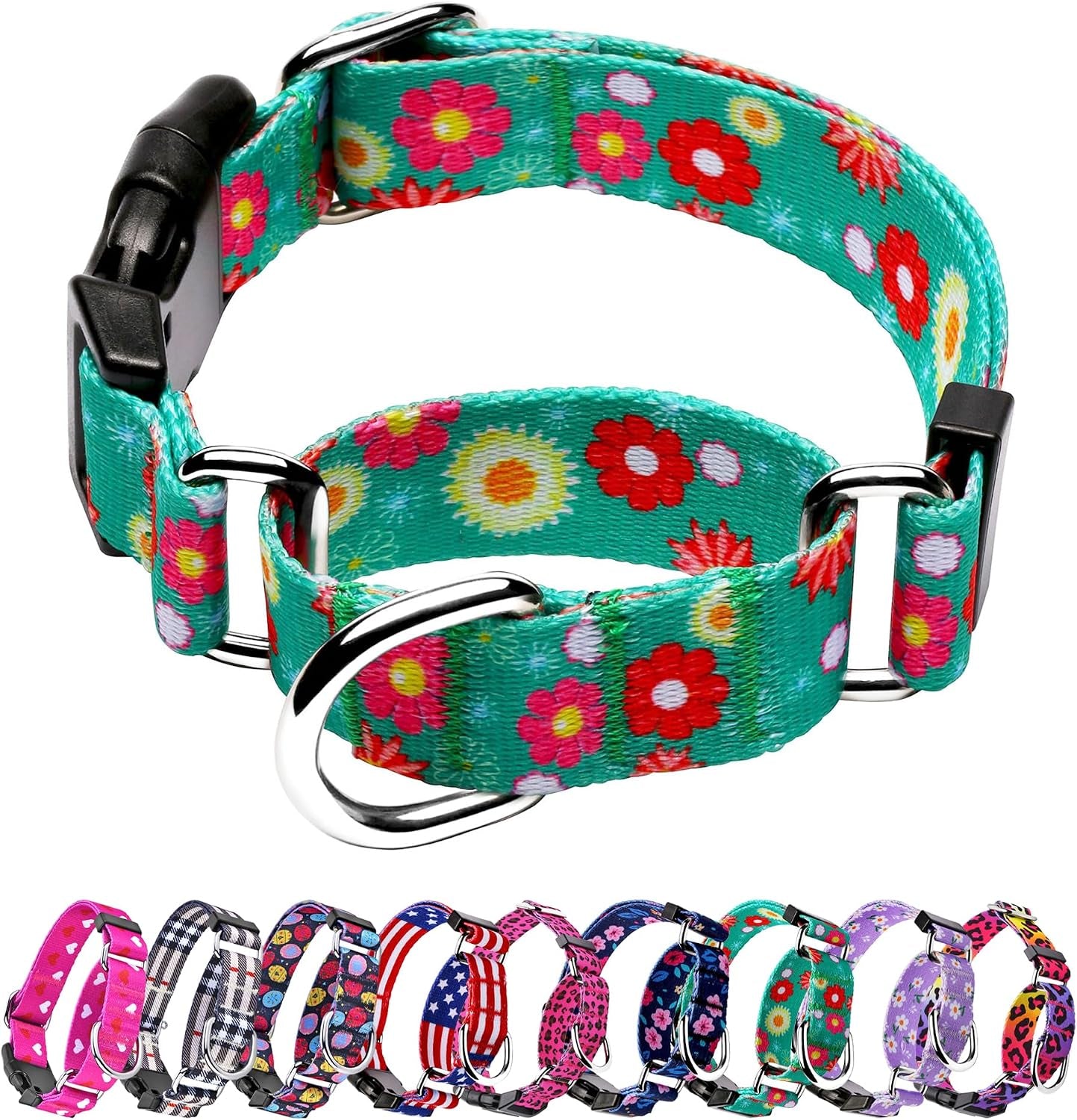 hikiko-martingale-collar-for-dogs-adjustable-soft-nylon-dog-collars-with-cute-patterns-for-small-medium-large-dog-pink-butterfly-medium