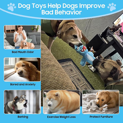 Bzonsmart Dog Squeaky Toys Plush Chew Toys for Small Medium Large Dogs | Double Sound |Non-Toxic Soft Plush |Double-Layer Reinforced Sewing| Suitable for Interactive.Playing, Chewing &Teething5