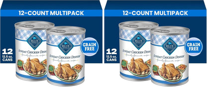 Blue Buffalo Family Favorite Recipes Sunday Chicken Dinner in Gravy Natural Wet Dog Food for Adult Dogs, Grain-Free Recipe with Natural Ingredients, Vitamins & Minerals, 12.5-Oz. Can (12 Count)15