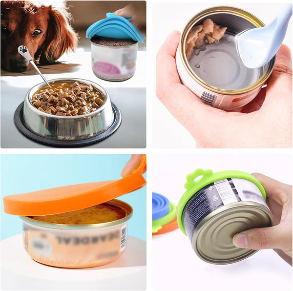 SHENGQIDZ 3 Pack Pet Food Can Covers Universal Can Lids Safe/Silicone Dog&Cat Food Can Lid Covers (Green+Blue+Orange)4