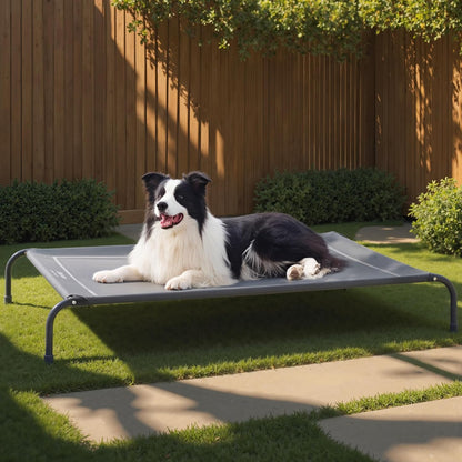 Bedsure Outdoor Elevated Cooling Dog Bed Large Sized Dog, 49In Grey | Portable Raised Camping Pet Cot Hammock,Breathable Teslin Mesh,Weather Resistant,For Large Pets up to 85 Lbs,Easy to Assemble1