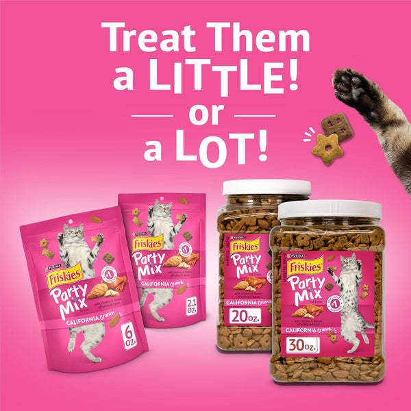 Purina Friskies Party Mix California Crunch with Chicken and Flavors of Turkey and Bacon Cat Treats - 20 Oz Canister10