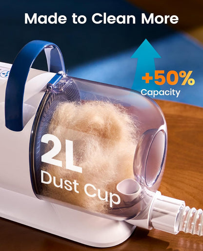 Oneisall Dog Grooming Vacuum Kit with 6 Tools | Powerful 15000Pa Suction, Clippers, Trimmer & Nail Grinder ≤59Db, 2L Large Canister, Easy to Clean & Empty8