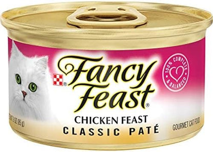 Fancy Feast Chicken Feast Classic Pate Collection Grain Free Wet Cat Food Multi-Pack - (Pack of 24) 3 Oz. Pull-Top Cans4