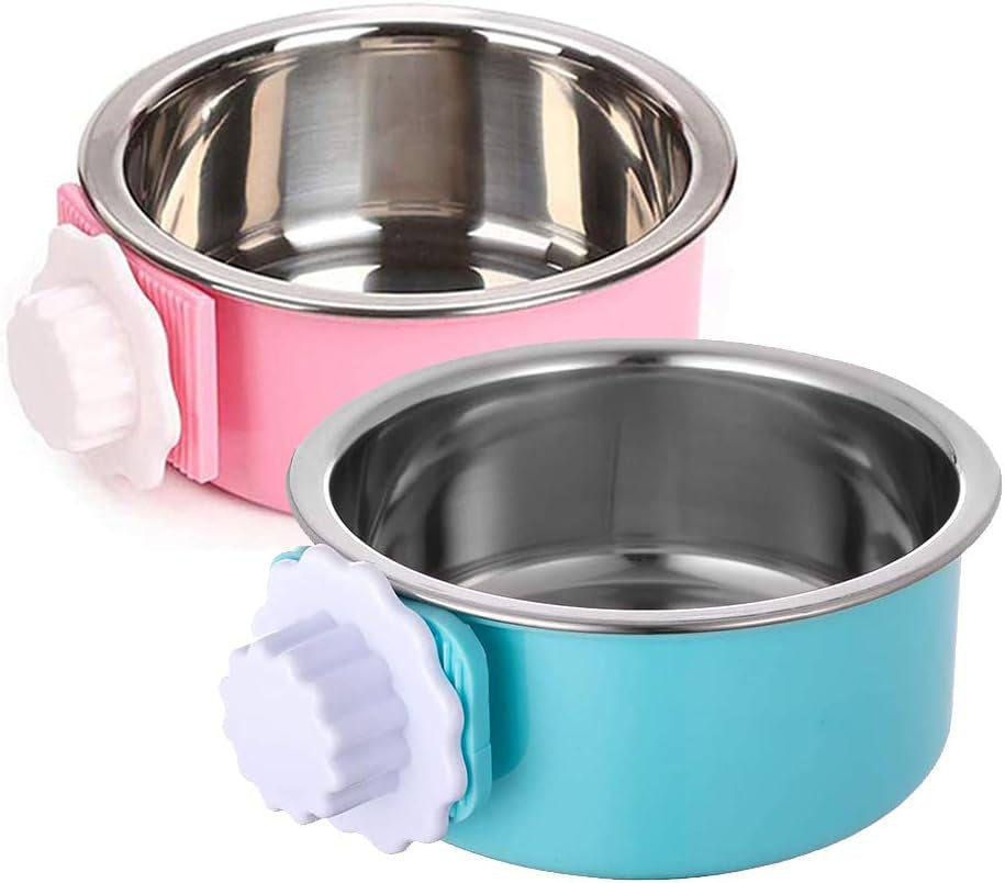 stainless-steel-removable-pet-food-bowl-anti-overturn-water-feeder-container-suitable-for-small-dog-cat-rabbit-2-set-of-crate-bowls-easy-to-install-and-clean