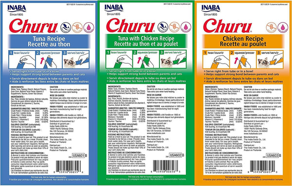 INABA Churu Lickable Purée Natural Cat Treats (Tuna and Chicken Variety Pack, 36 Tubes)2