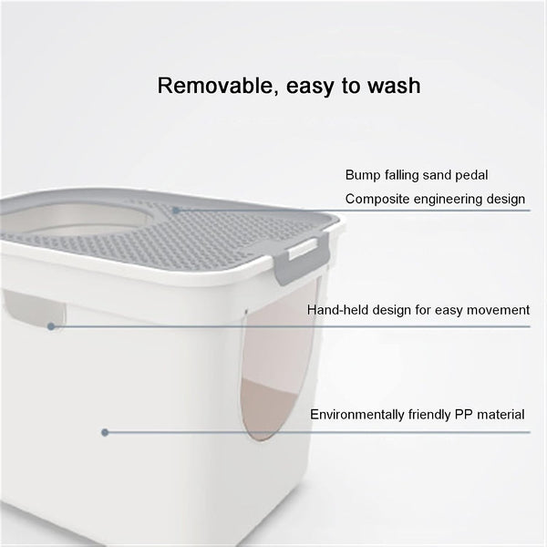 Dog Potty Training Toilet ﻿ Top Entry Removable Cat Litter Box Large Bump Falling Sand Pedal Enclosed Potty Anti-Splashing Toilet Easy to Clean(B)4