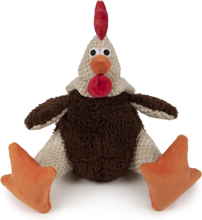 Godog Checkers Fat Rooster Squeaky Plush Dog Toy, Chew Guard Technology - White, Large17