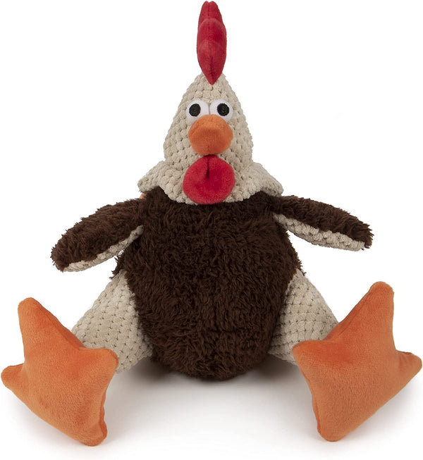 Godog Checkers Fat Rooster Squeaky Plush Dog Toy, Chew Guard Technology - White, Large17