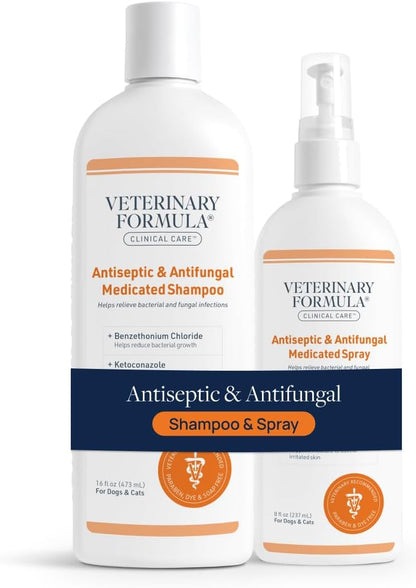 Veterinary Formula Clinical Care Antiseptic & Antifungal Shampoo, 16 Oz | Medicated Formula Helps Alleviate Scaly, Greasy and Red Skin; Free from Parabens, Dyes and Soap10
