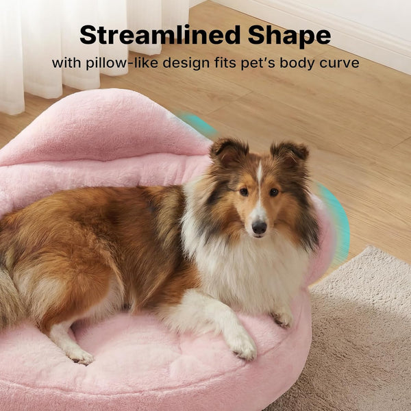 Veehoo Elevated Dog Couch Bed, Cute Dog Sofa Bed for Small Medium Dogs, Raised Dog Bed with Washable Cover and Sturdy Wood Legs, Modern Indoor Pet & Puppy Beds with Frame and Soft Cushion, Light Pink2
