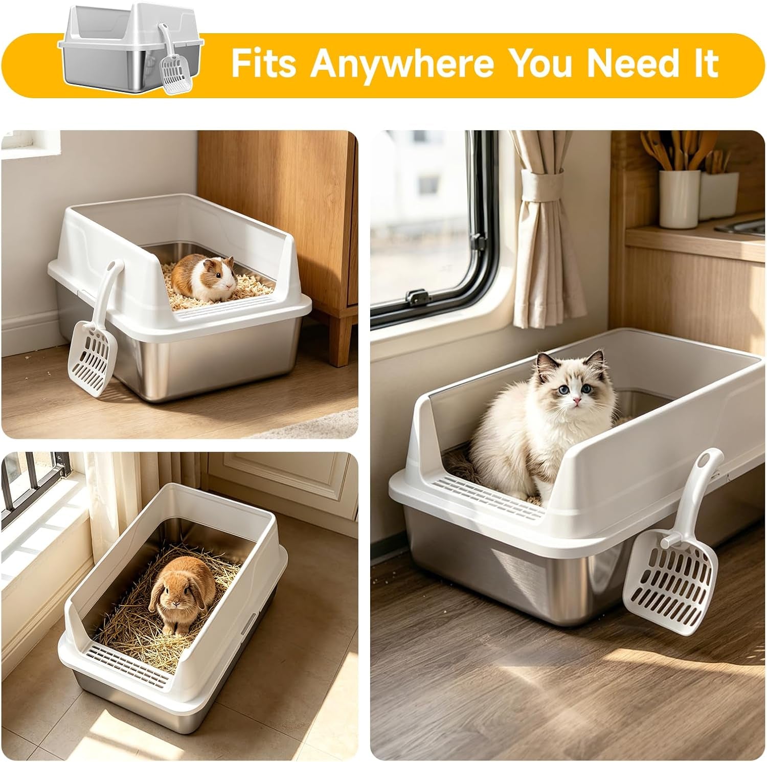 stainless-steel-cat-litter-box-with-scoop-m-metal-pan-for-kittens-metal-litter-box-with-high-sides-lid-open-top-low-entry-non-stick-easy-clean-kitty-cat-box-for-indoor-cats-high-wall
