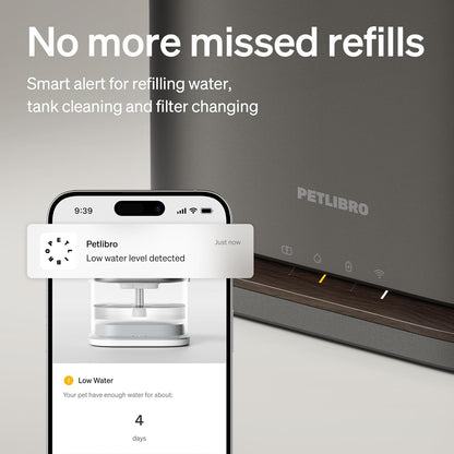 PETLIBRO Upgrade Cat Water Fountain, App Monitoring 3L/101Oz | Cordless Cat Fountain Battery Operated, Dockstream 2 Pet Water Fountain with Stainless Steel Tray, 5Ghz Wifi5