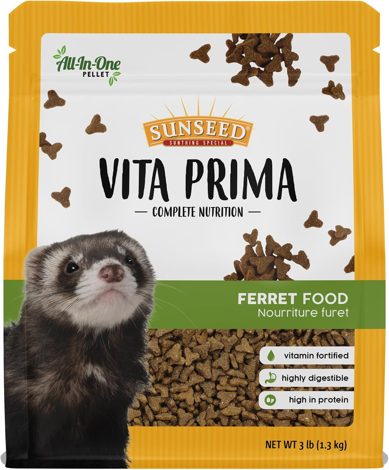 sunseed-vita-prima-ferret-food-3-lb-resealable-bag-high-energy-protein-from-chicken-pork-eggs-added-vitamins-and-minerals-no-artificial-colors-or-flavors