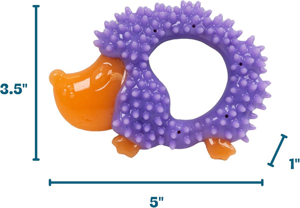 Cutie Chewies Hedgehog Dental Dog Chew Toy — Multi-Textured, Massages Gums, Floats & Bounces for Teething Puppies & Small Dogs, 5" X 3.5" X 1"6