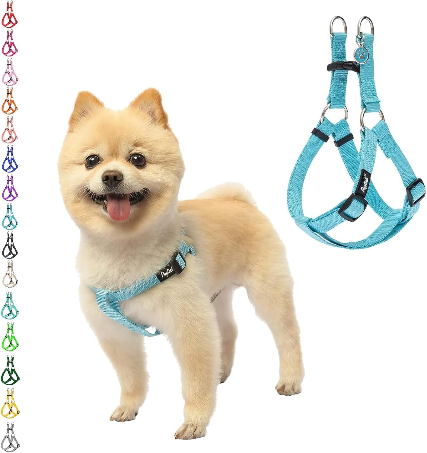 pupteck-no-pull-dog-harness-soft-adjustable-basic-nylon-step-in-puppy-vest-outdoor-walking-with-id-tag