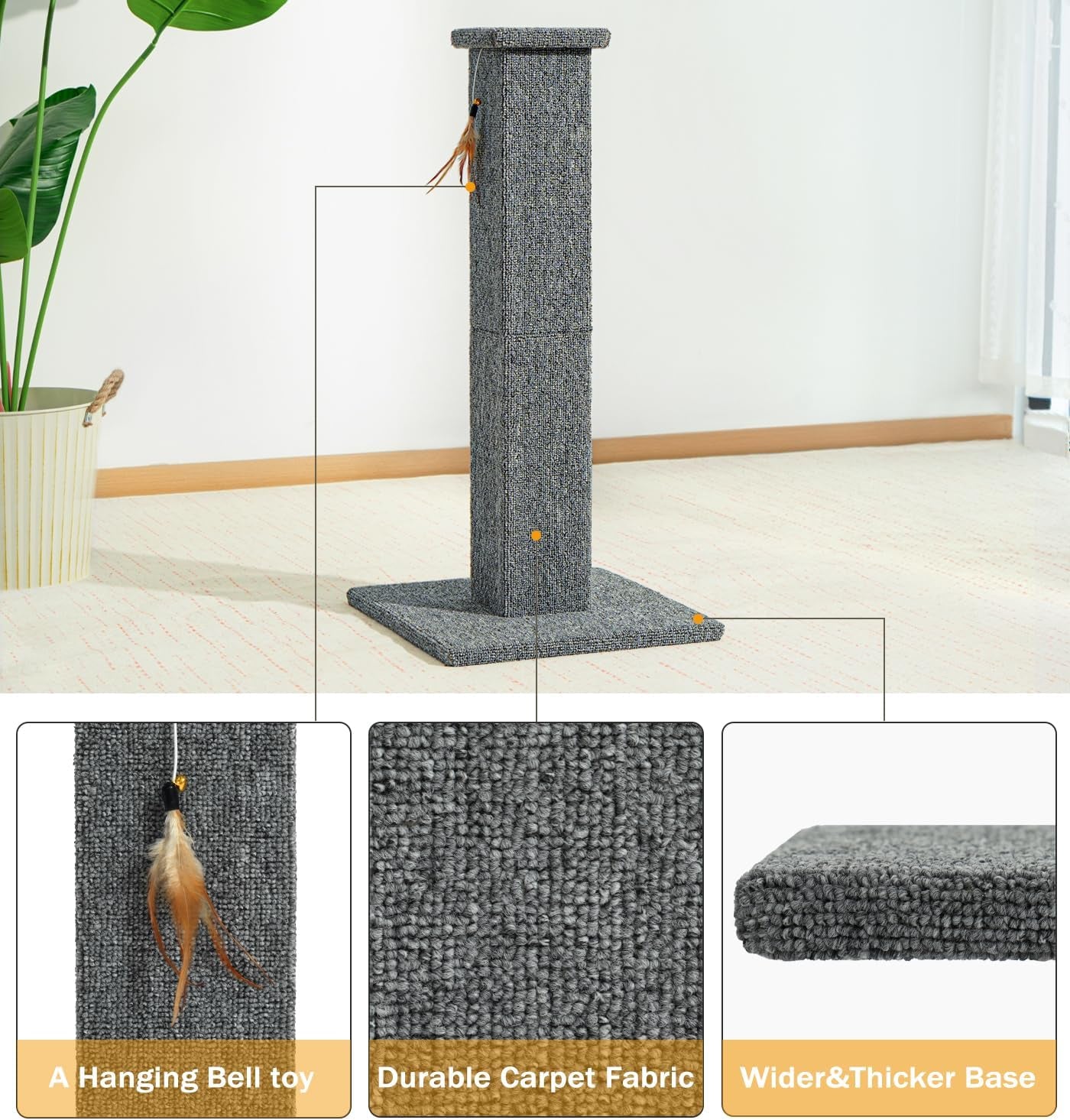 made4pets-cat-scratching-post-for-indoor-cats-carpet-cat-scratcher-32-soft-carpet-surface-for-cats-that-prefer-fabric-scratching-stable-base-full-body-stretching-ideal-for-kittens-adult-cats