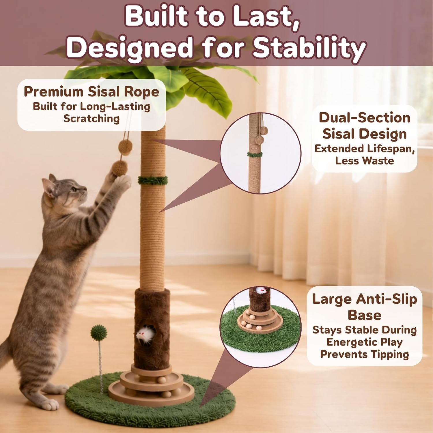 aixinpet-cat-scratching-post-upgraded-40-tall-cat-scratcher-tree-tower-scratching-posts-for-indoor-cats-with-cat-toy-mouse-hole-spring-ball-and-interactive-wooden-ball-for-kittens-adults-cats
