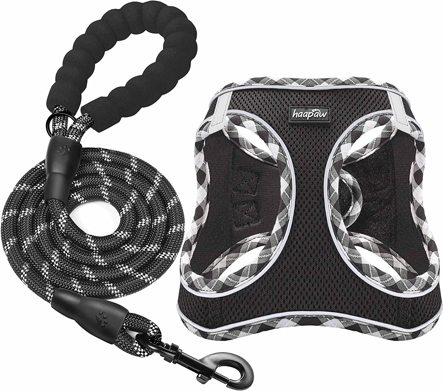 haapaw-dog-harness-with-leash-set-no-pull-adjustable-reflective-step-in-puppy-harness-with-thickened-padded-vest-for-extra-small-small-medium-dogs