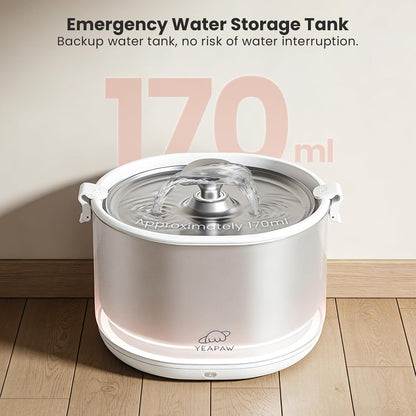 Cat Water Fountain Pumpless Stainless Steel Buckets & Bowl Wireless Pet Water Fountain 2.5L Water Fountains for Cats Indoor Dispenser Easy to Clean BPA -Free White7
