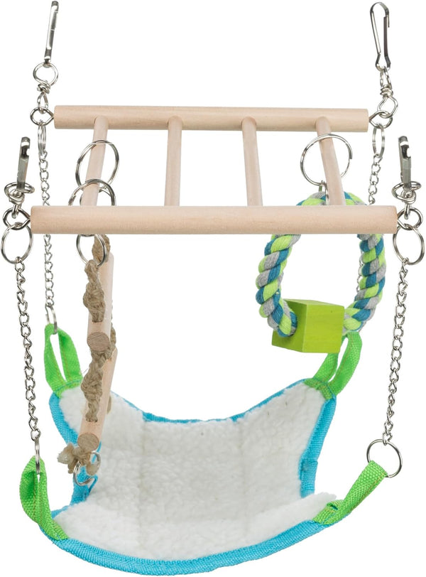 Trixie Small Animal Suspension Bridge, Hanging Cage Accessory with Hammock and Climbing Toys - Ladder and Ring, Ideal for Rats, Ferrets, Guinea Pigs, Mice5