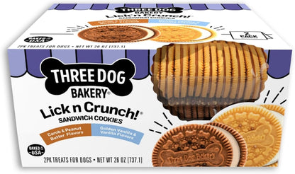 Three Dog Bakery Lick'N Crunch! Dog Treats - 13 Oz | Golden Vanilla & Peanut Butter Sandwich Cookies - Crunchy Treats with Peanut Butter Creme8