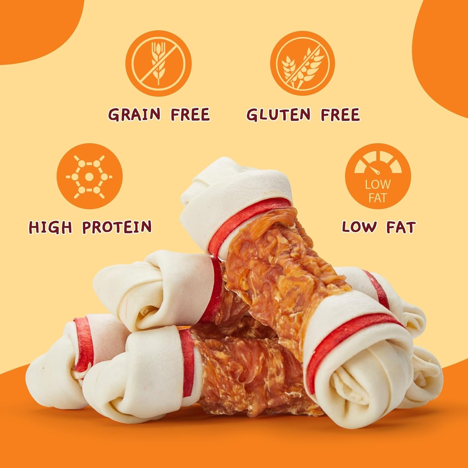 jungle-calling-chicken-wrapped-rawhide-knot-bones-long-lasting-dog-chews-6-5-inch-rawhide-bones-for-medium-large-dogs-high-protein-beefhide-training-dog-treats-teeth-cleaning-10-6-oz