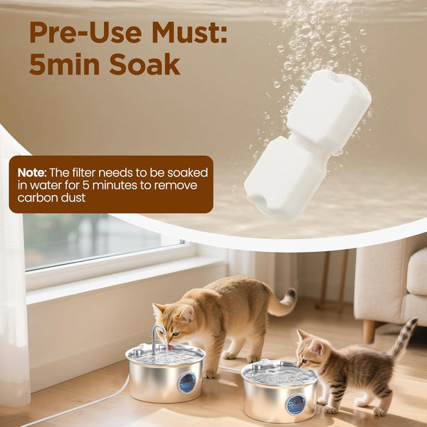 GIOTOHUN Cat Water Fountain Filter: 24 Cat Fountain Filter Replacement - 12 Filters & 12 Sponges - 6 Months Set of 24 Pet Fountains Filters for ATMZIQXR GIOTOHUN KOOGMOON UMOCUOY IHOUONE HOOISE3