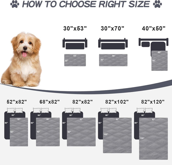 Smiry Waterproof Dog Bed Cover, Reversible Pet Blanket for Sofa Couch | Soft Washable Dog Blanket, Leakproof Couch Cover for Dogs Cats & Furniture Protection, 52X82, Grey/Dark Grey6