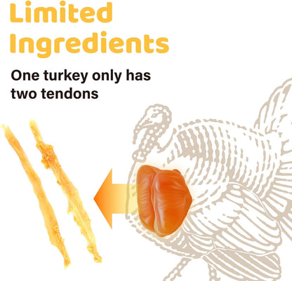 Ipaw Turkey Tendon for Dogs, All Natural Human Grade Puppy Chew, Strips | Single Protein, Hypoallergenic, Grain Free, Rawhide Alternative Dog Treats, Us-Sourced Turkey3